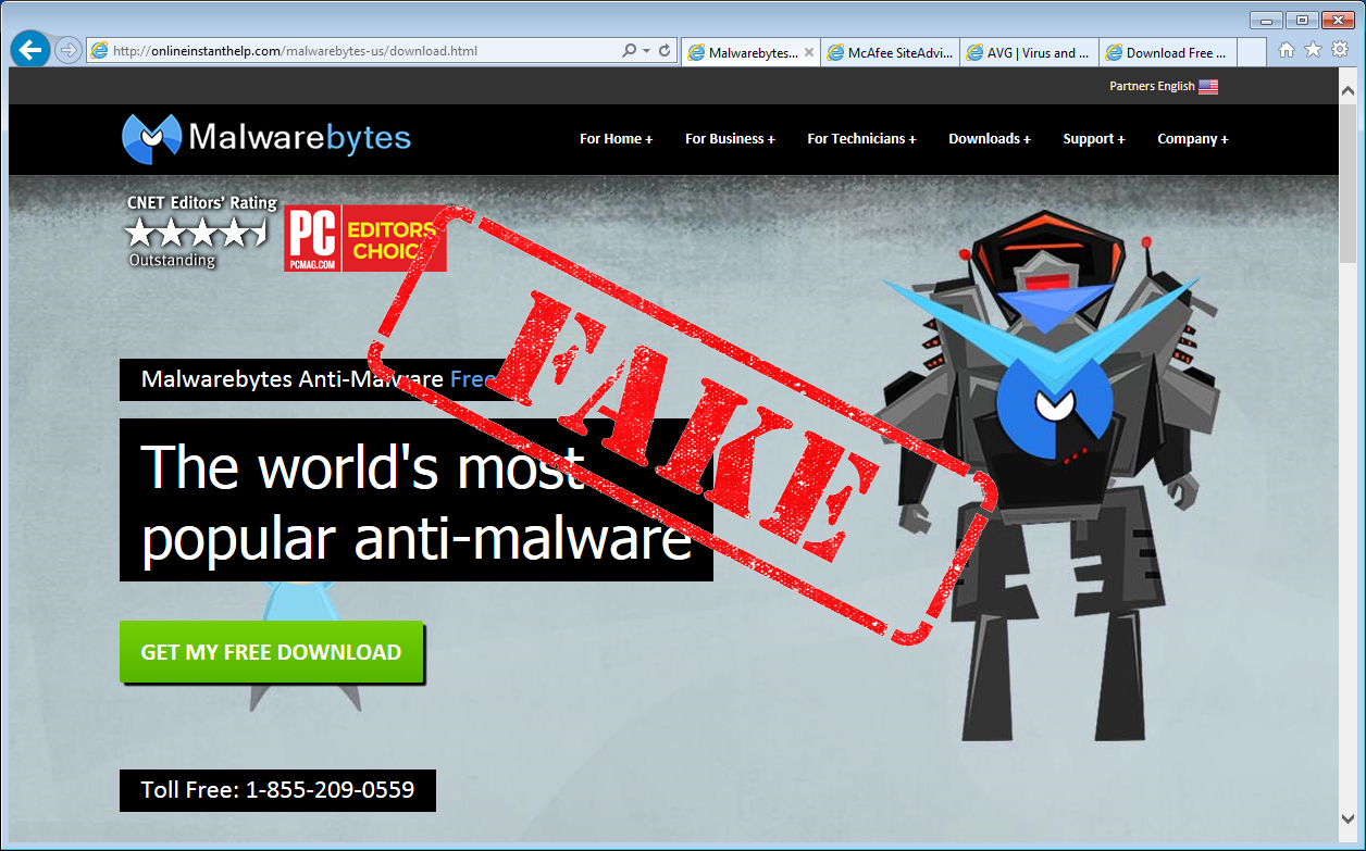 how computer virus spread through fake malwarebytes website