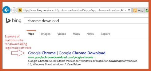 how computer virus spread through malicious query "chrome download"